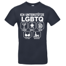 „Ich unterstütze LGBTQ“ Fun T-Shirt – Likör Grill Bier Titten Quickie