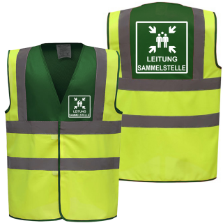 LEITUNG SAMMELSTELLE Piktogramm Warnweste auch mit vielen Taschen S-3XL