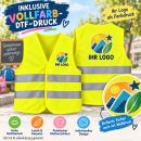 Kinder Warnweste gelb EN 1150 inklusive Vollfarb-DTF-Druck