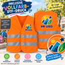 Kinder Warnweste orange EN 1150 inklusive Vollfarb-DTF-Druck