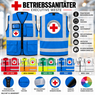 Betriebssanitäter Execuive Weste Hamburg mit vielen Taschen S-5XL