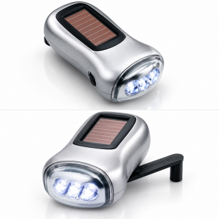 DYNASOL LED- Dynamo + Solar Taschenlampe  für Notfall, Camping, Outdoor