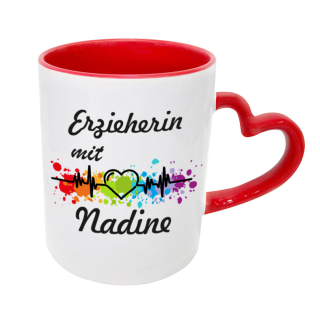 Tasse mit Roten Herzhenkel
