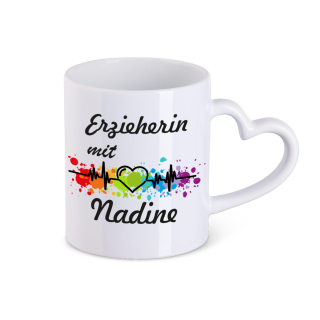 Tasse weiß mit Herzhenkel