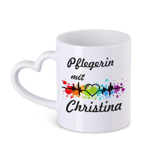 Tasse weiß mit Herzhenkel